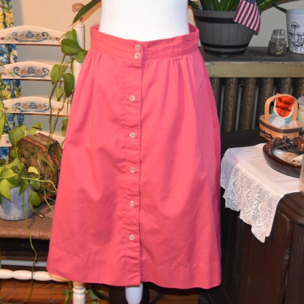 Vintage 80s JG Hook A-Line Button Front Skirt Pink Size Large
